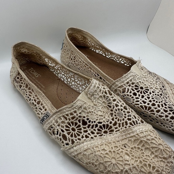 Toms Alpargata Cloudbound Slip On Flat Shoes Natural Moroccan Crochet Sz 7 - Picture 4 of 10